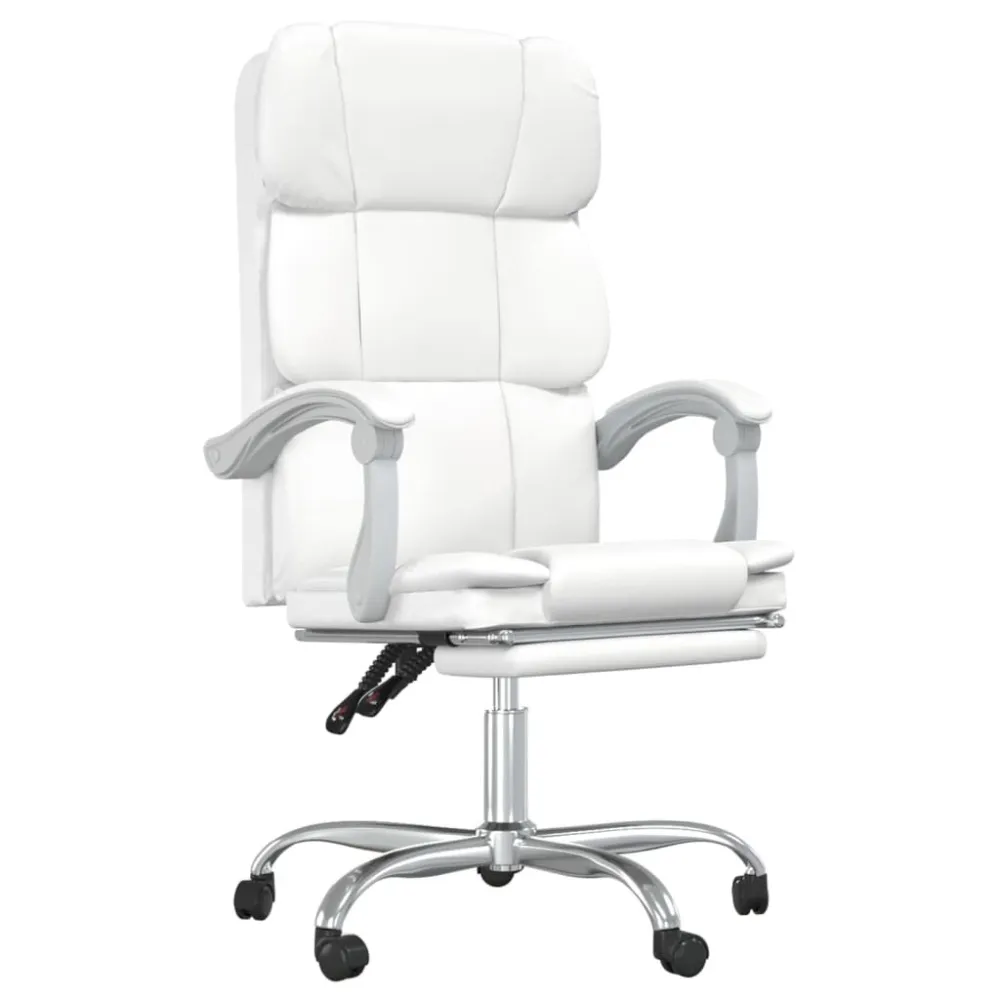 Cadeira de escritório reclinável couro artificial branco
