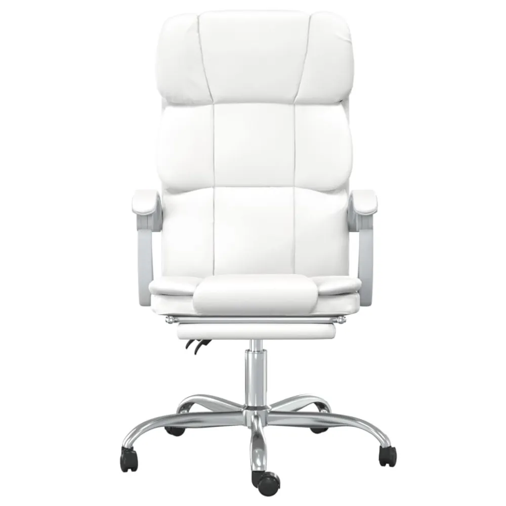Cadeira de escritório reclinável couro artificial branco