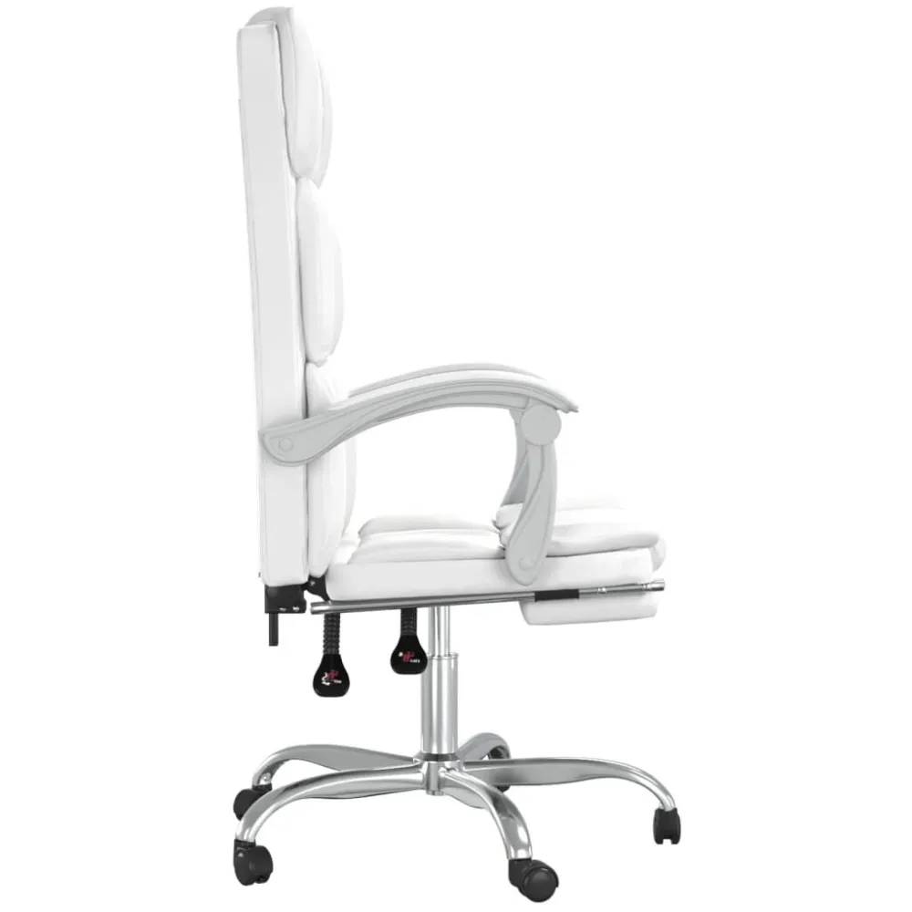 Cadeira de escritório reclinável couro artificial branco