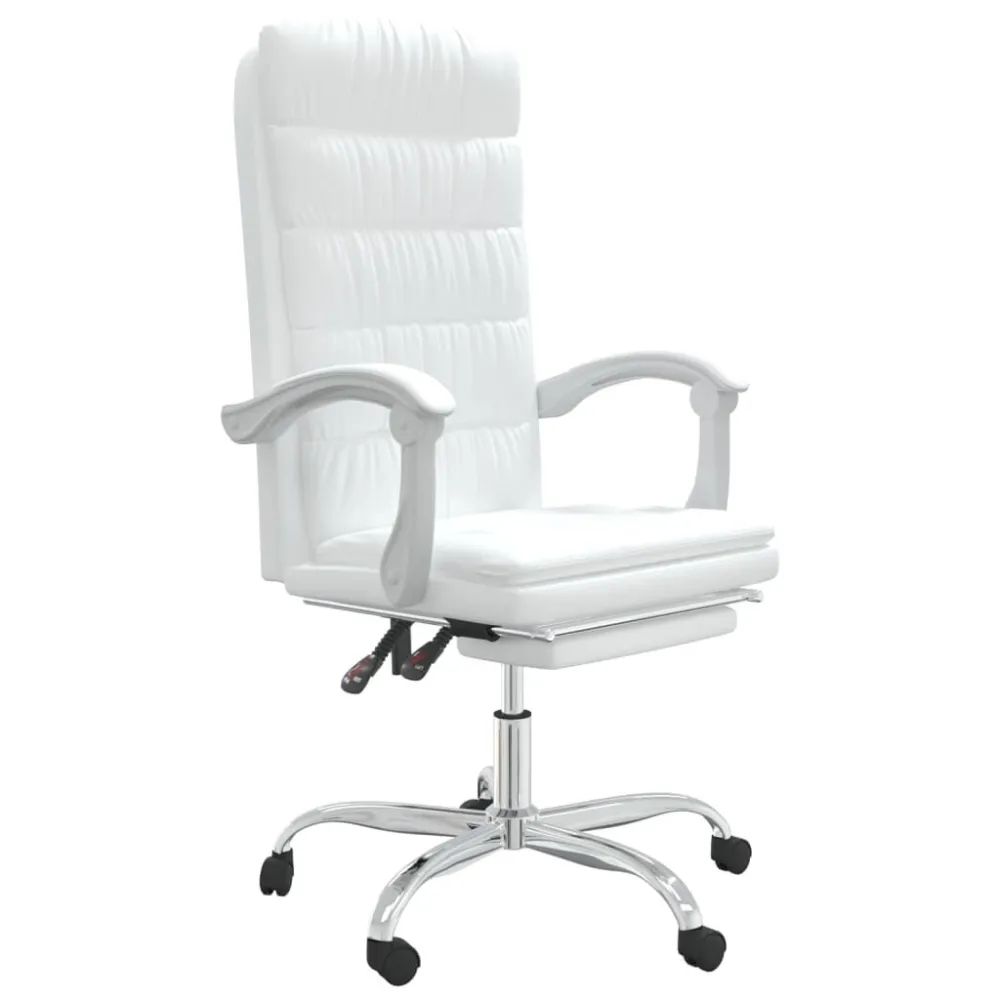 Cadeira de escritório reclinável couro artificial branco