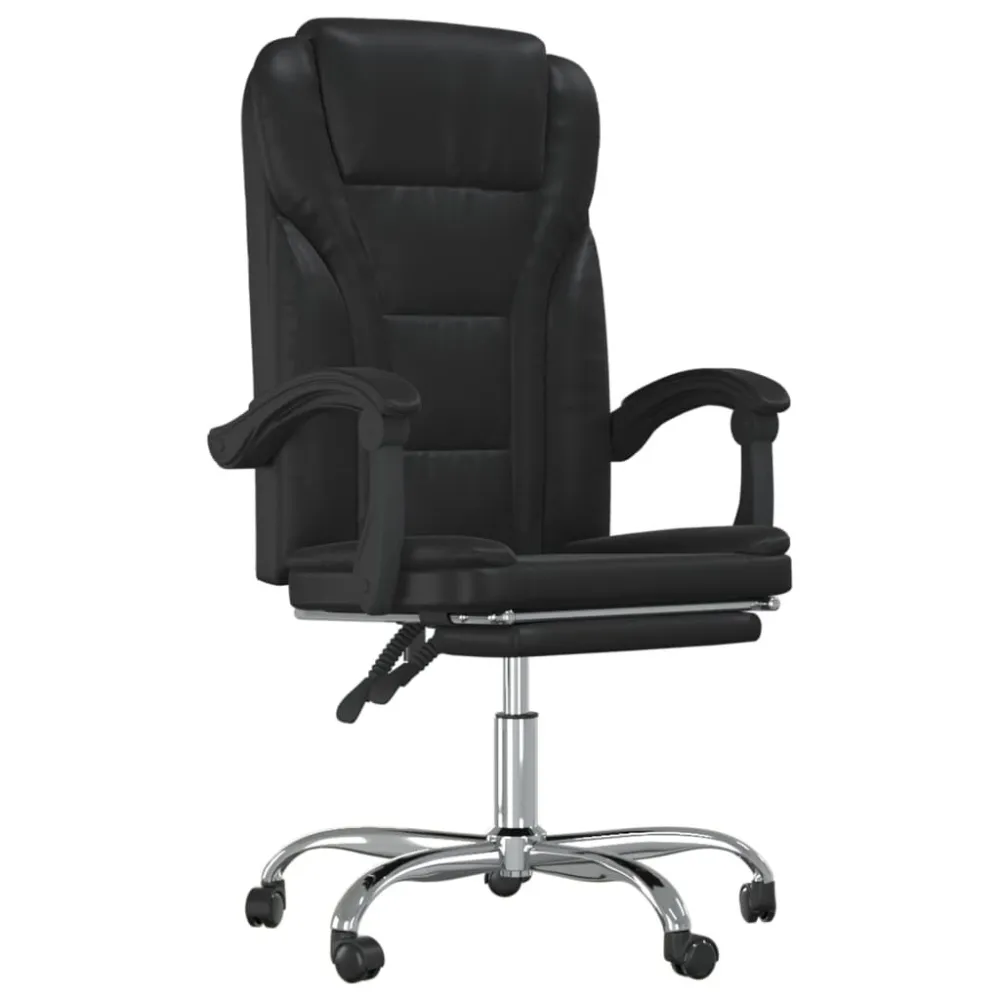 Cadeira de escritório reclinável couro artificial preto