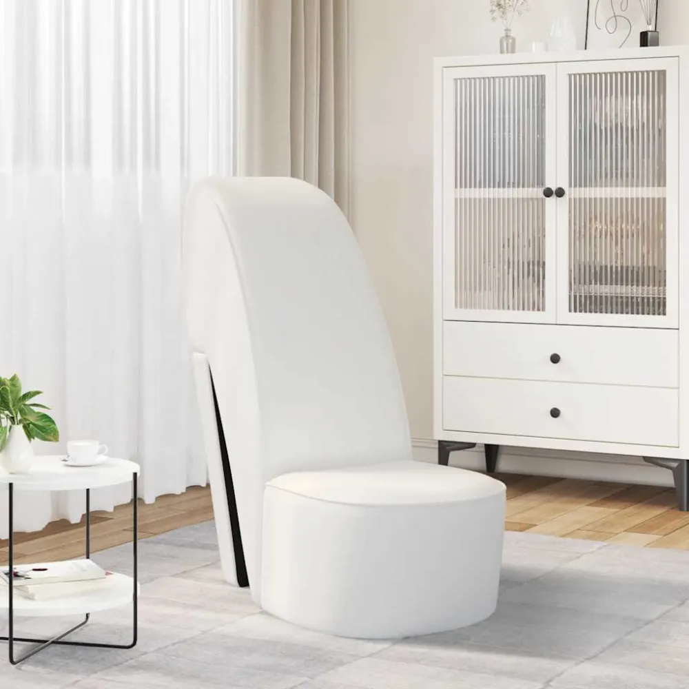 Cadeira estilo sapato de salto alongado couro artificial branco