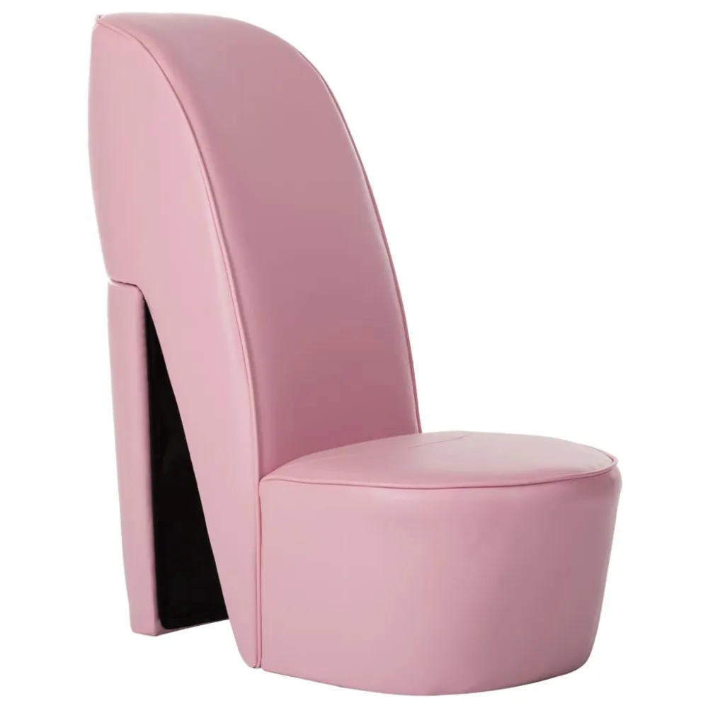 Cadeira estilo sapato de salto elevado couro artificial rosa