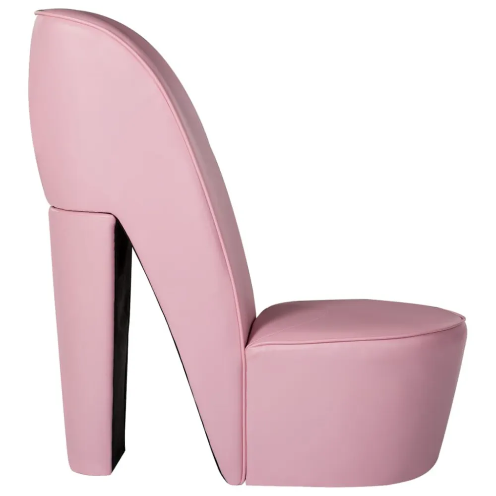 Cadeira estilo sapato de salto elevado couro artificial rosa