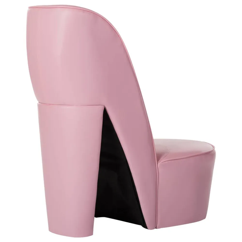 Cadeira estilo sapato de salto elevado couro artificial rosa