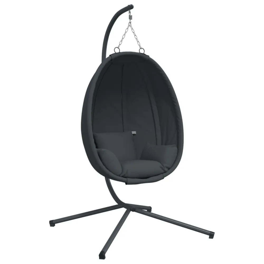 Cadeira forma de ovo suspensa com suporte tecido/ço antracite