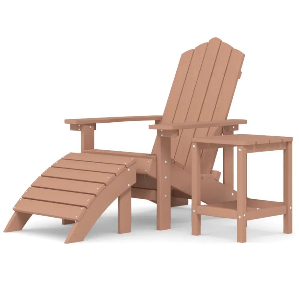 Cadeira de jardim Adirondack com apoio de pésemmesa PEAD castanho