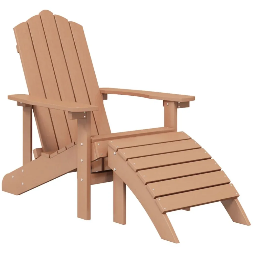 Cadeira de jardim Adirondack com apoio de pésemmesa PEAD castanho