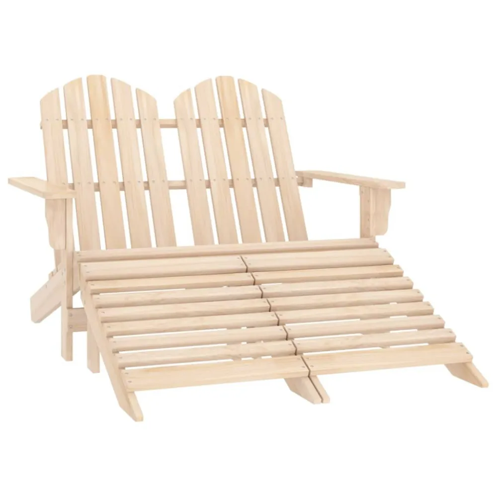 Cadeira de jardim e otomano Adirondack 2 lugares abeto