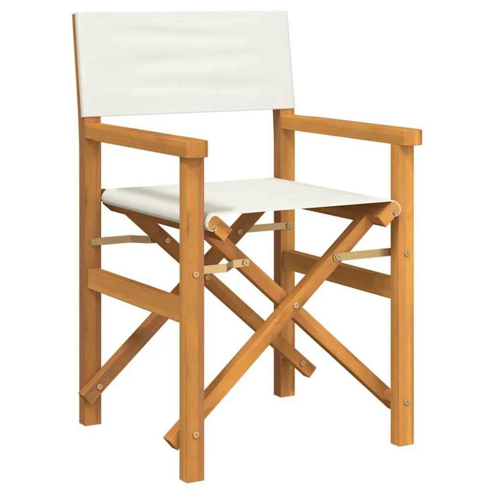 Cadeira de realizador dobrável teca maciç cor creme
