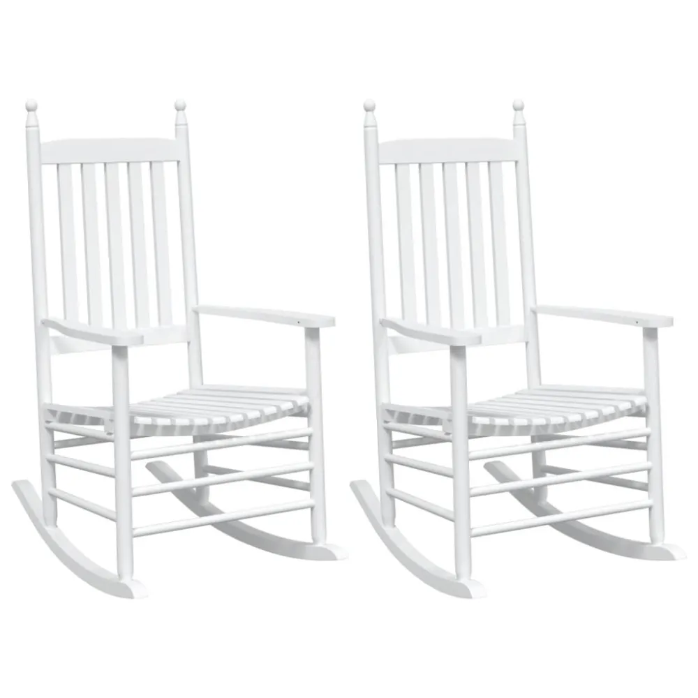 Cadeiras baloiço com assentos curvos 2 pcs abeto maciço branco