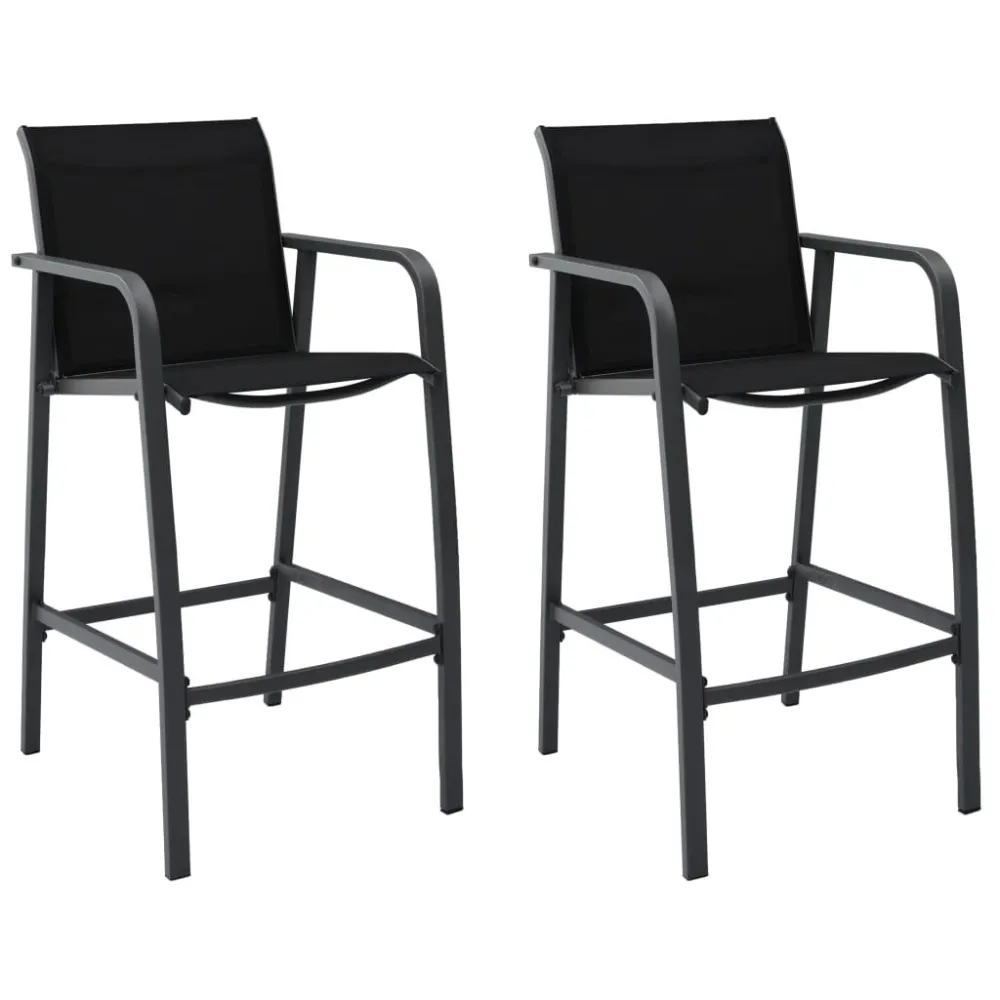 Cadeiras de bar para jardim 2 pcs textilene preto