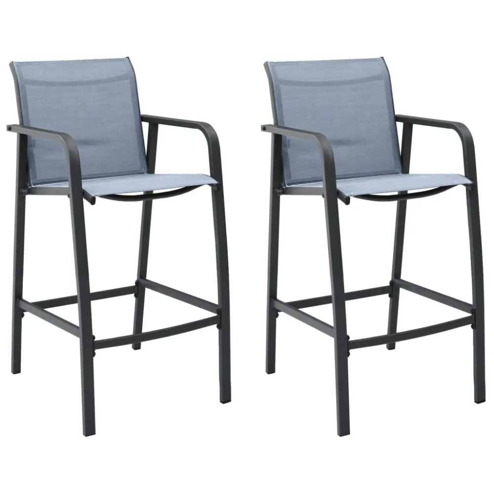 Cadeiras de bar para jardim 2 pcs textilene cinzento