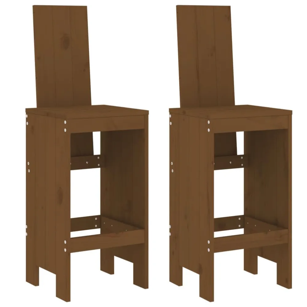 Cadeiras de bar 2 pcs 40x42x120 cm pinho maciço castanho-mel