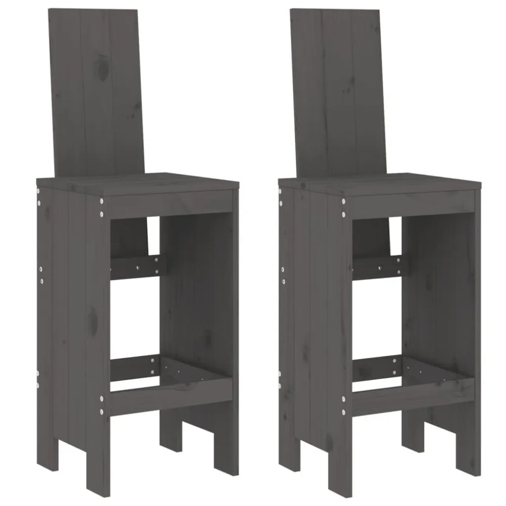 Cadeiras de bar 2 pcs 40x42x120 cm pinho maciço cinzento