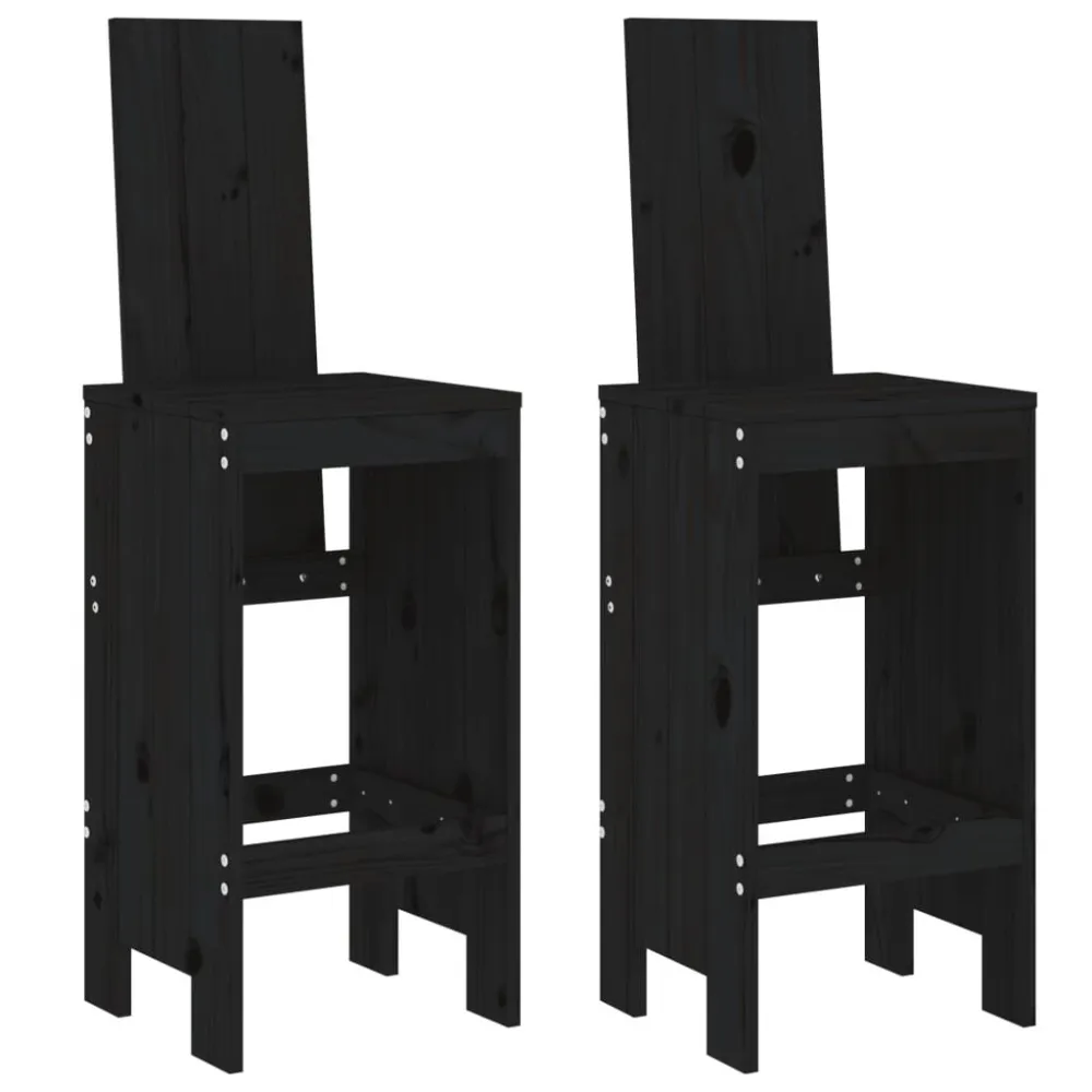 Cadeiras de bar 2 pcs 40x42x120 cm pinho maciço preto