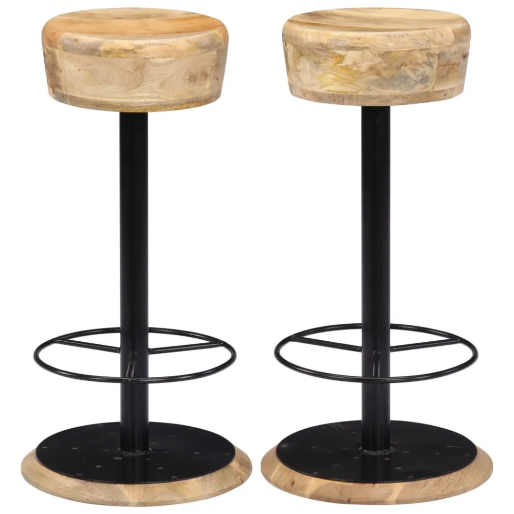 Cadeiras de bar 2 pcs madeira de mangueira maciç