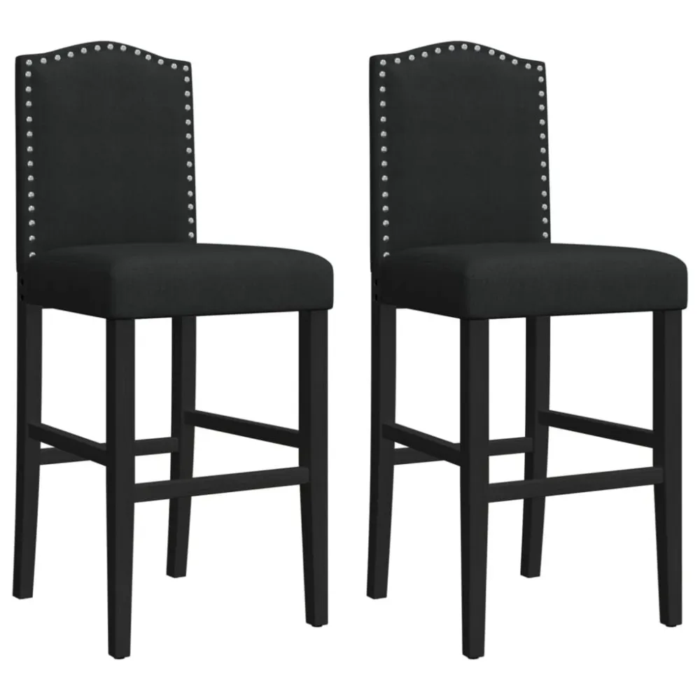 Cadeiras de bar 2 pcs madeira de seringueira maciç e tecido