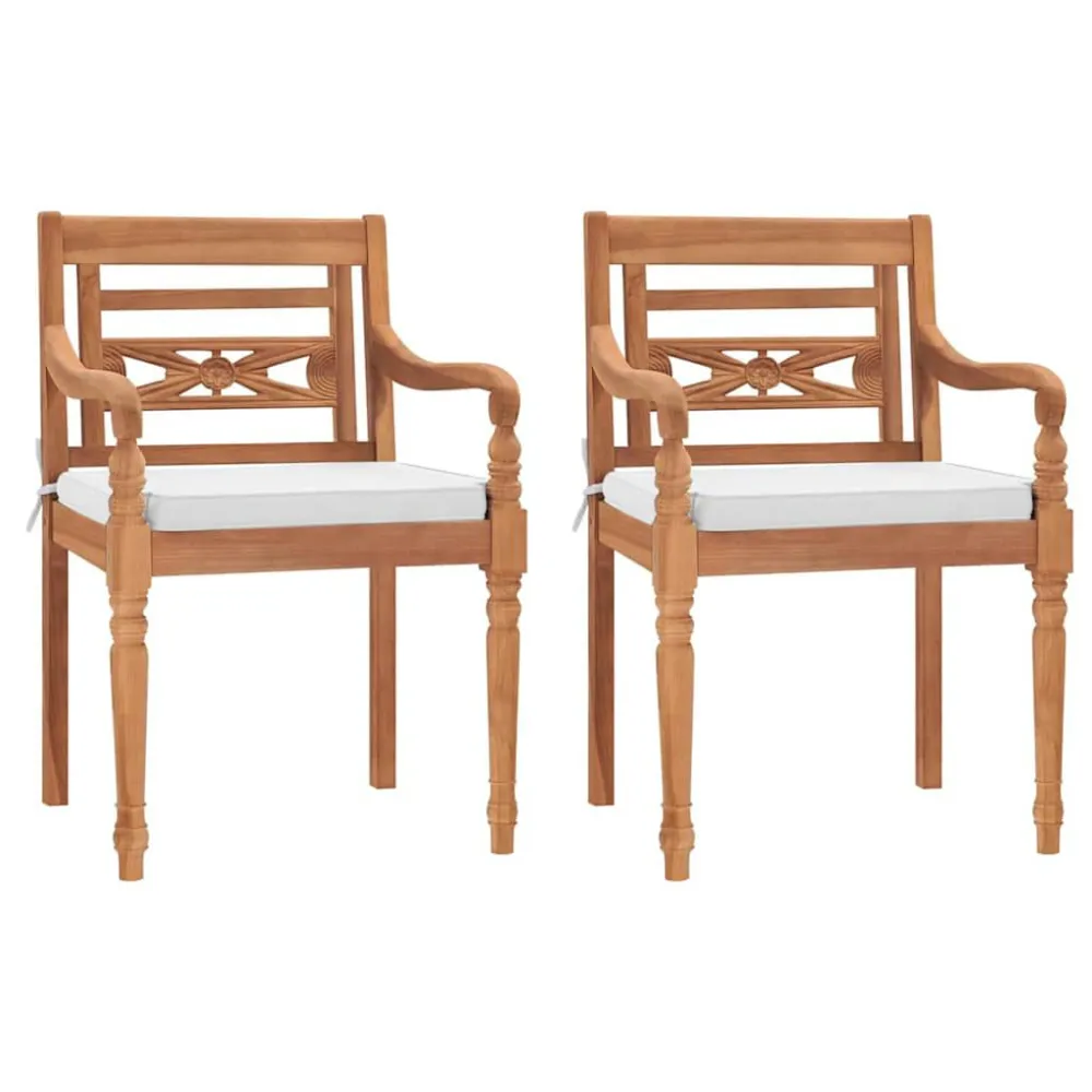 Cadeiras Batávia 2 pcs com almofadões madeira teca maciç