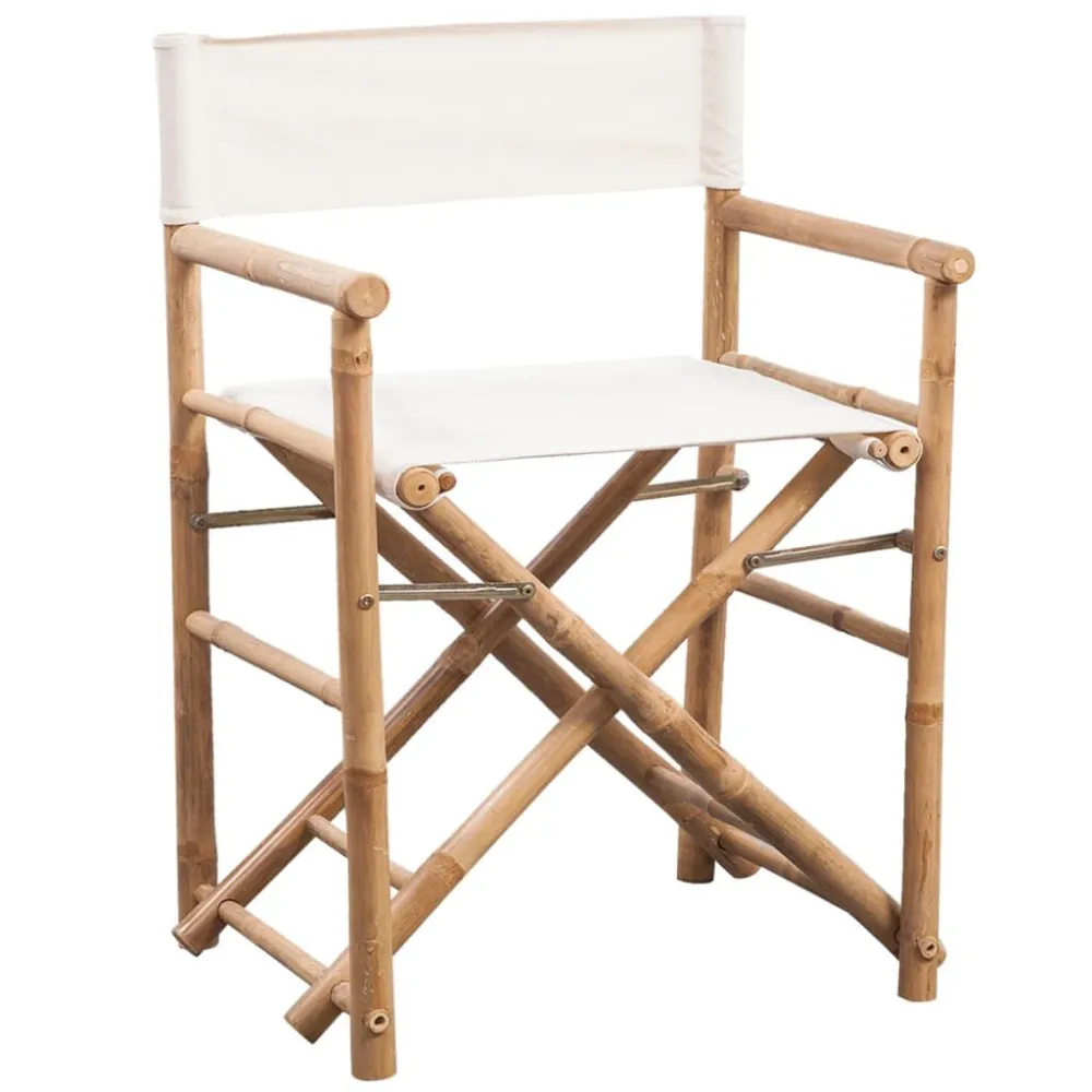 Cadeiras de diretor dobráveis 2 pcs bambu e lona