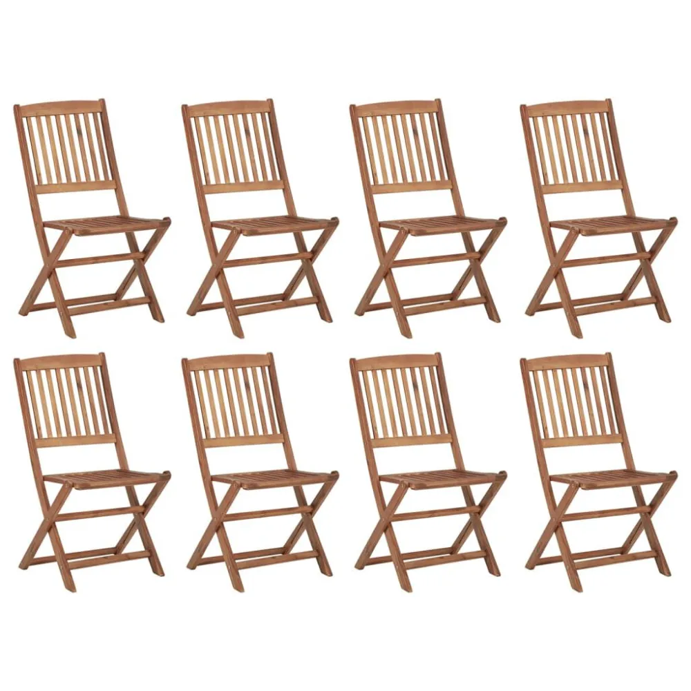 Cadeiras de exterior dobráveis 8 pcs madeira de acácia maciç