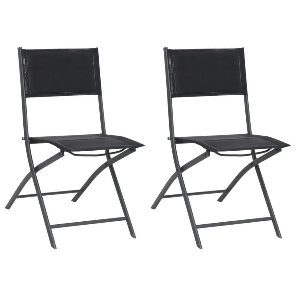 Cadeiras de exterior dobráveis 2 pcs ço e textilene
