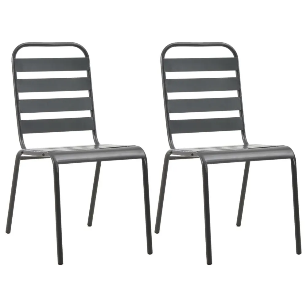 Cadeiras de exterior empilháveis 2 pcs ço cinzento