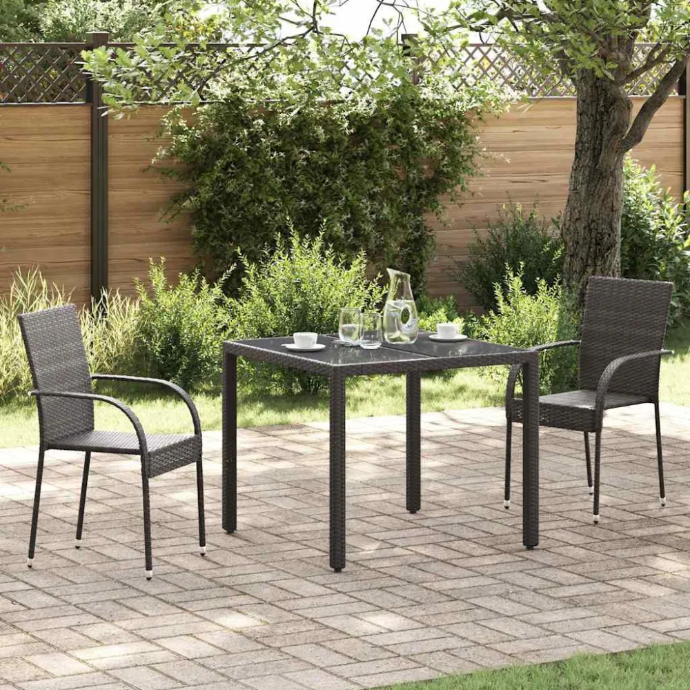 Cadeiras de exterior empilháveis 2 pcs vime PE castanho