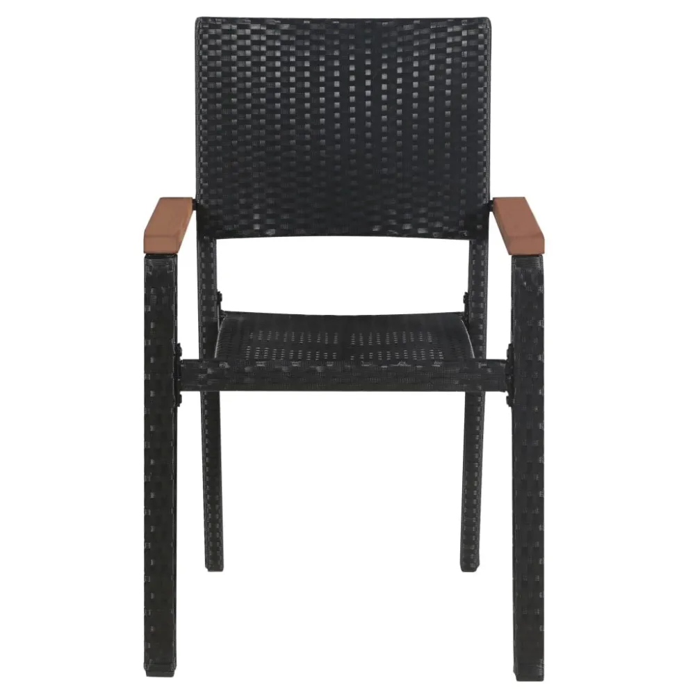 Cadeiras de exterior 2 pcs vime PE preto