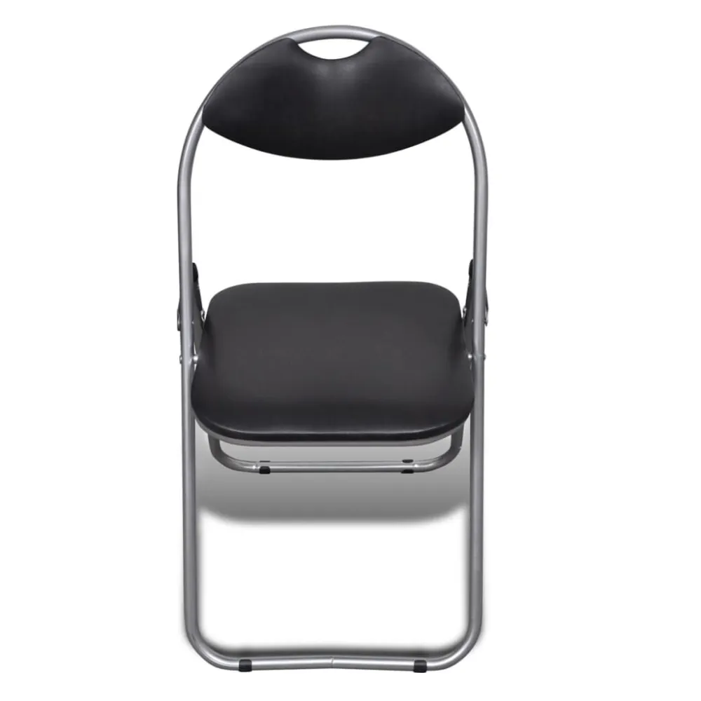 Cadeiras de jantar dobráveis 6 pcs couro artificial e ço preto
