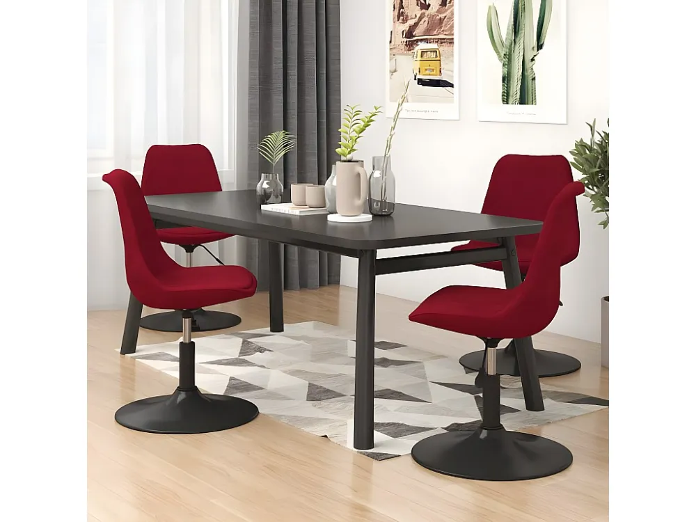 Cadeiras de jantar giratórias 4 pcs veludo vermelho tinto