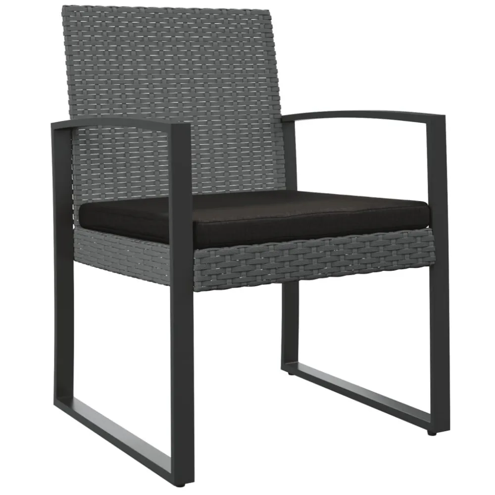 Cadeiras de jantar para jardim 2 pcs vime PP cinzento-escuro