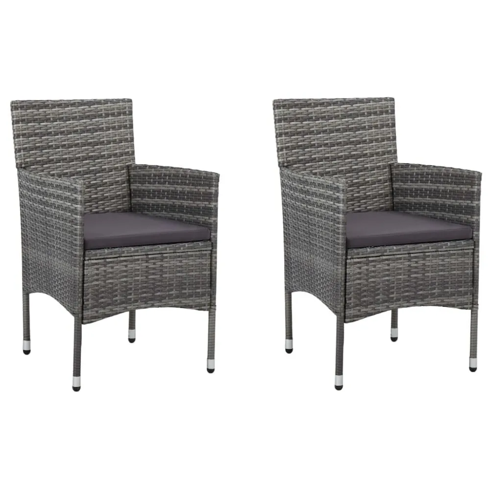 Cadeiras de jantar para jardim 2 pcs vime PE cinzento