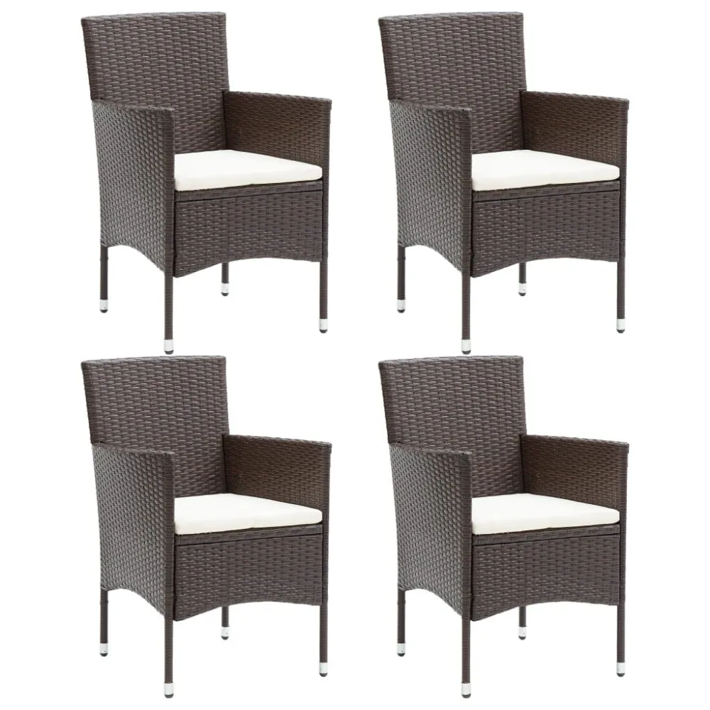 Cadeiras de jantar para jardim 4 pcs vime PE castanho