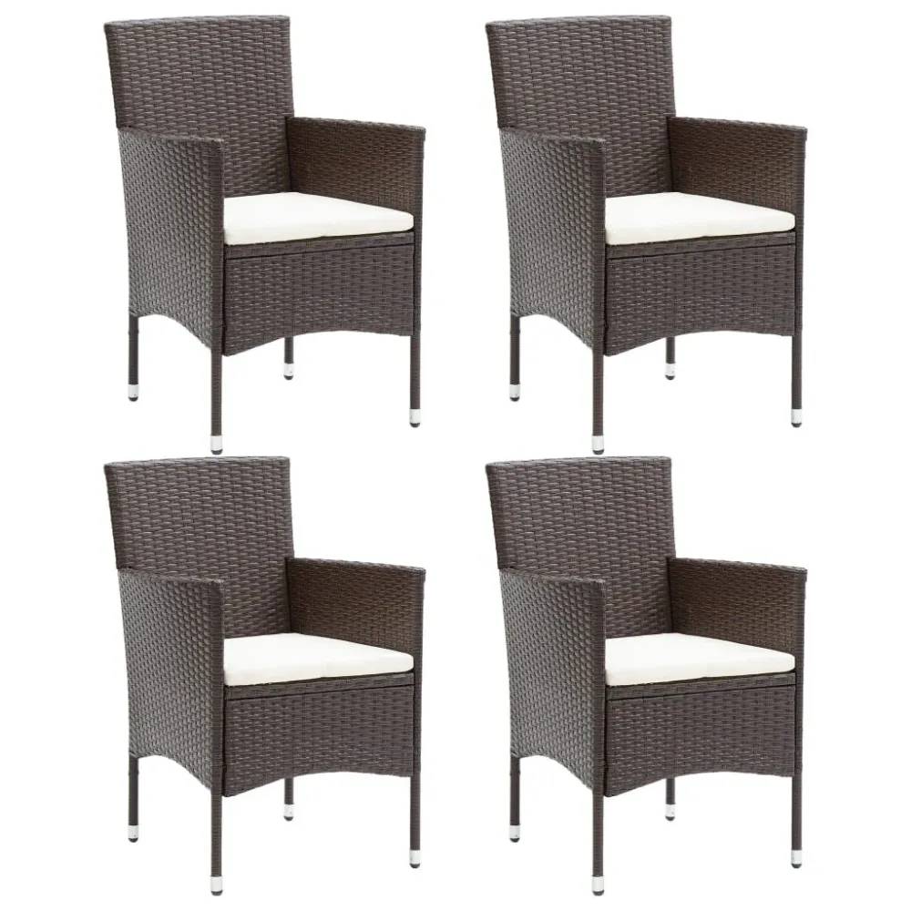 Cadeiras de jantar para jardim 4 pcs vime PE castanho