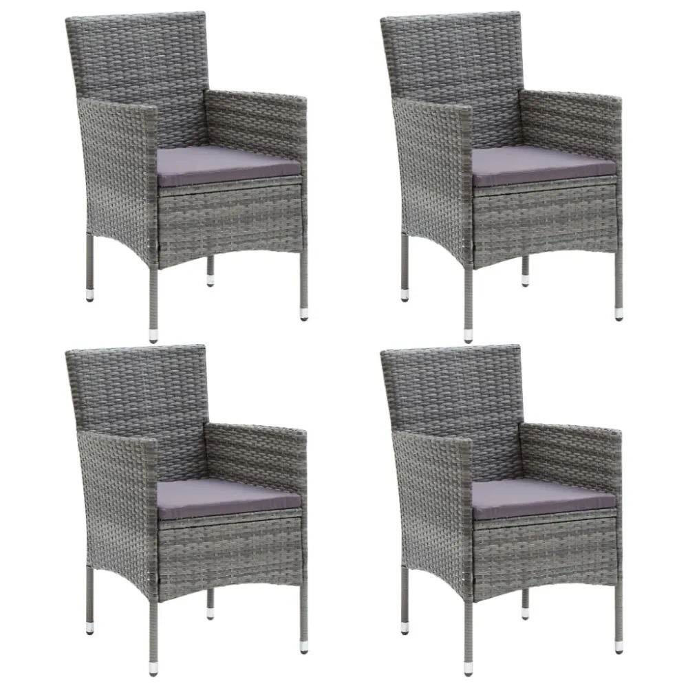 Cadeiras de jantar para jardim 4 pcs vime PE cinzento