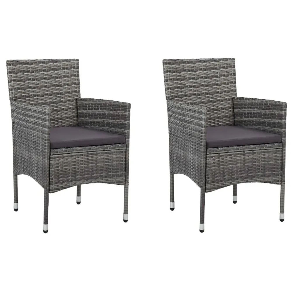 Cadeiras de jantar para jardim 2 pcs vime PE cinzento