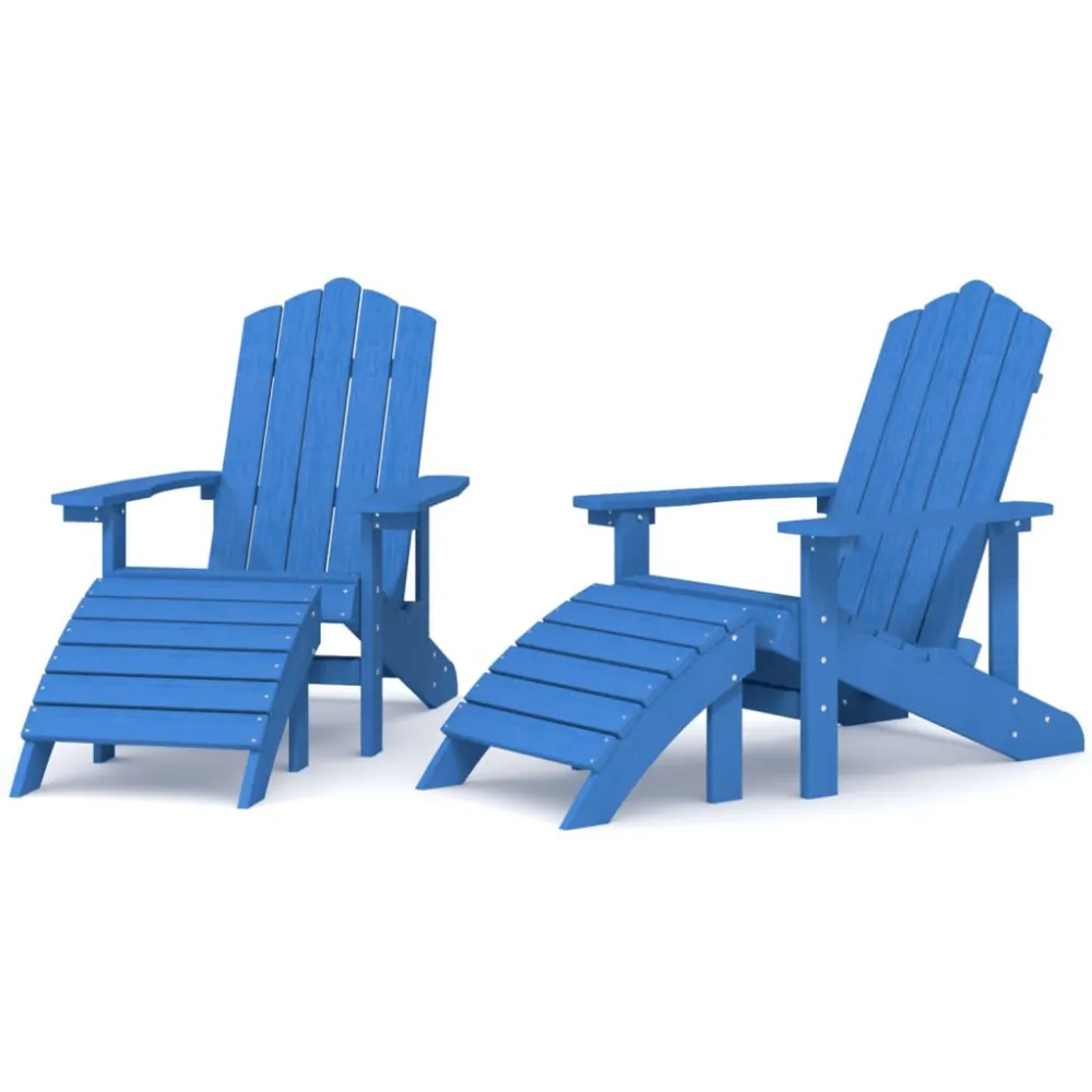 Cadeiras jardim Adirondack com apoio de pés 2 pcs PEAD ciano