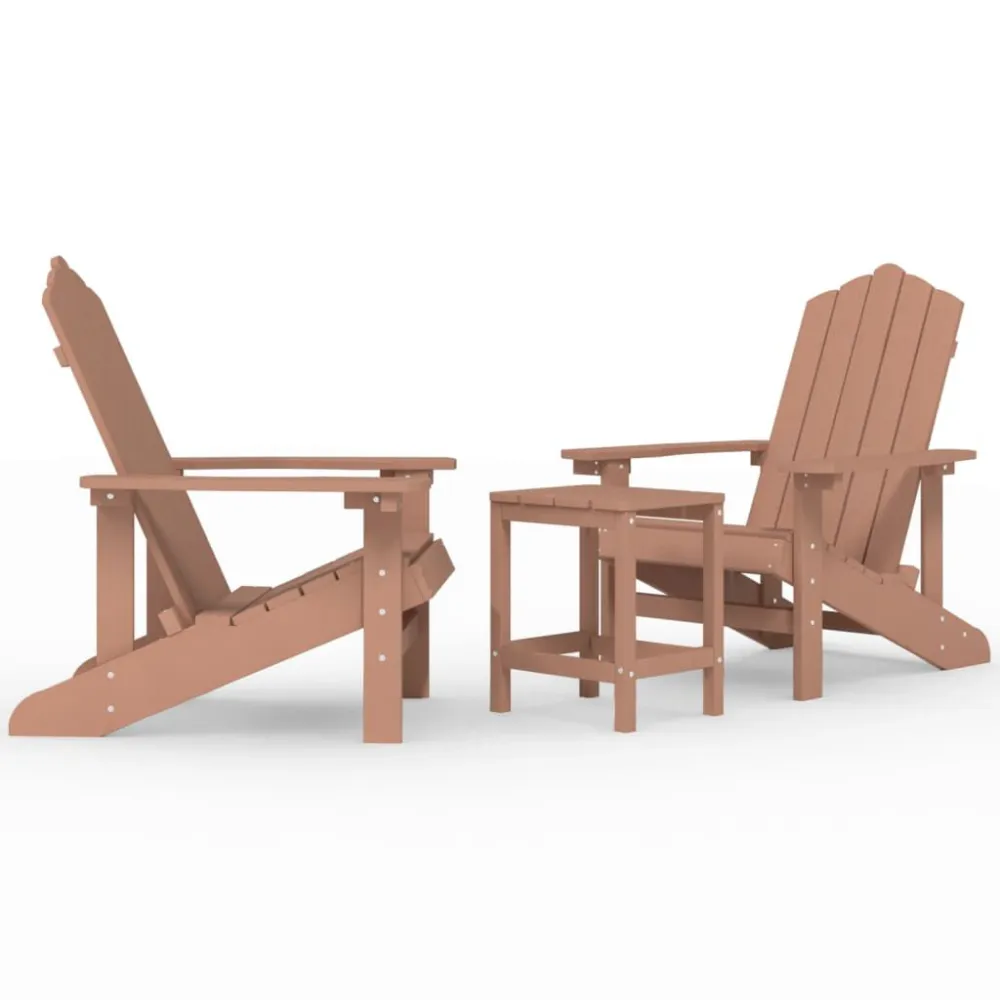 Cadeiras de jardim Adirondack com mesa PEAD castanho
