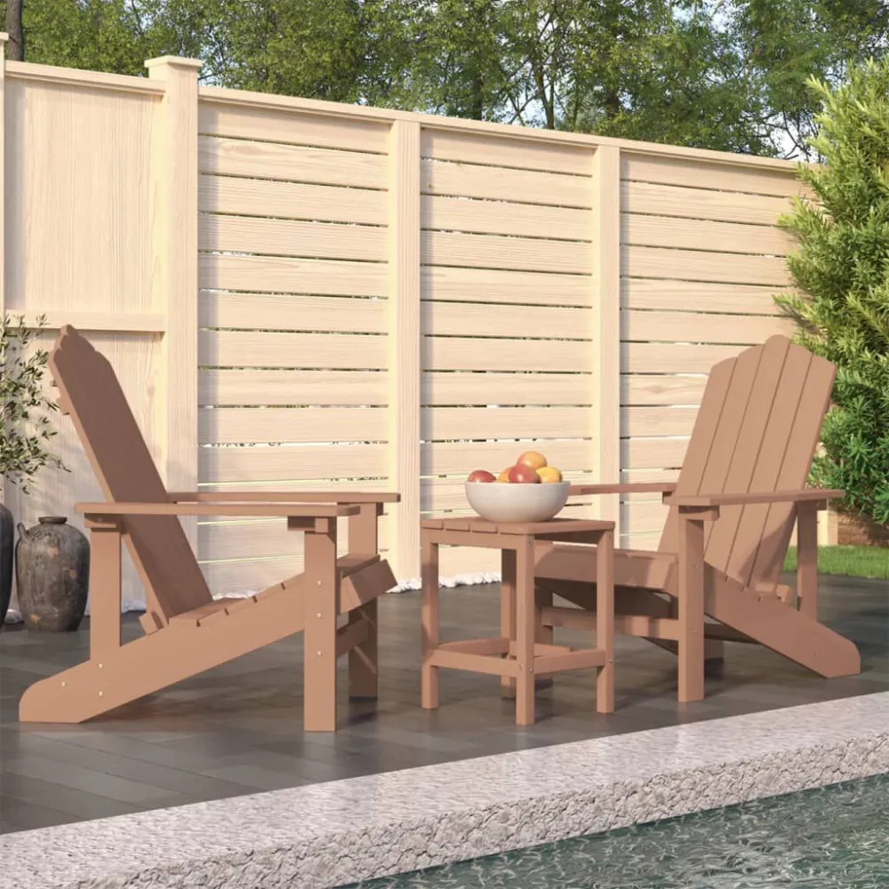 Cadeiras de jardim Adirondack com mesa PEAD castanho