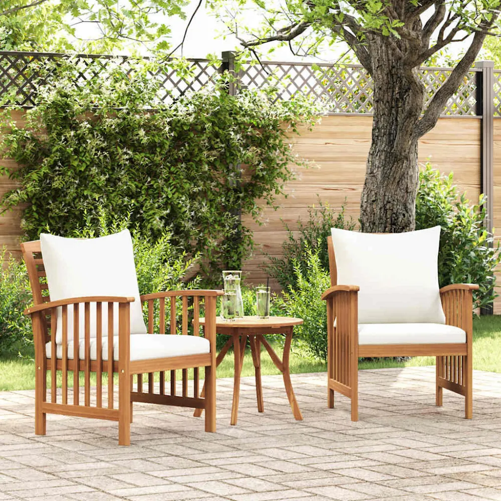 Cadeiras de jardim com almofadões 2 pcs madeira acácia
