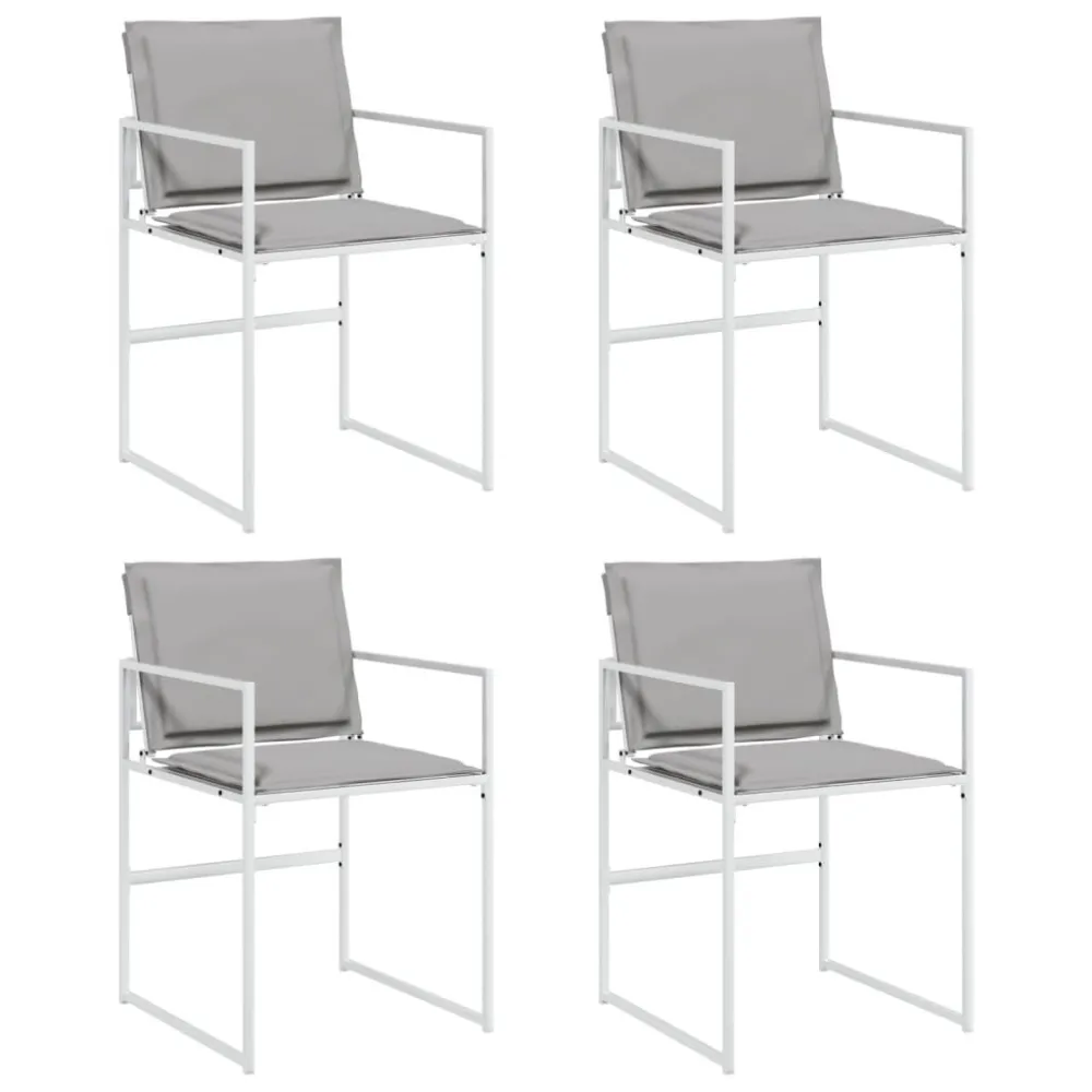 Cadeiras de jardim com almofadões 4 pcs ço e textilene branco