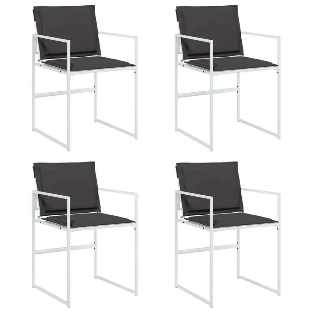 Cadeiras de jardim com almofadões 4 pcs ço e textilene branco