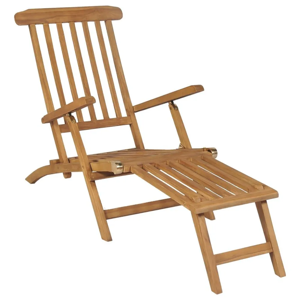 Cadeiras de jardim com apoios de pés 2 pcs teca maciç