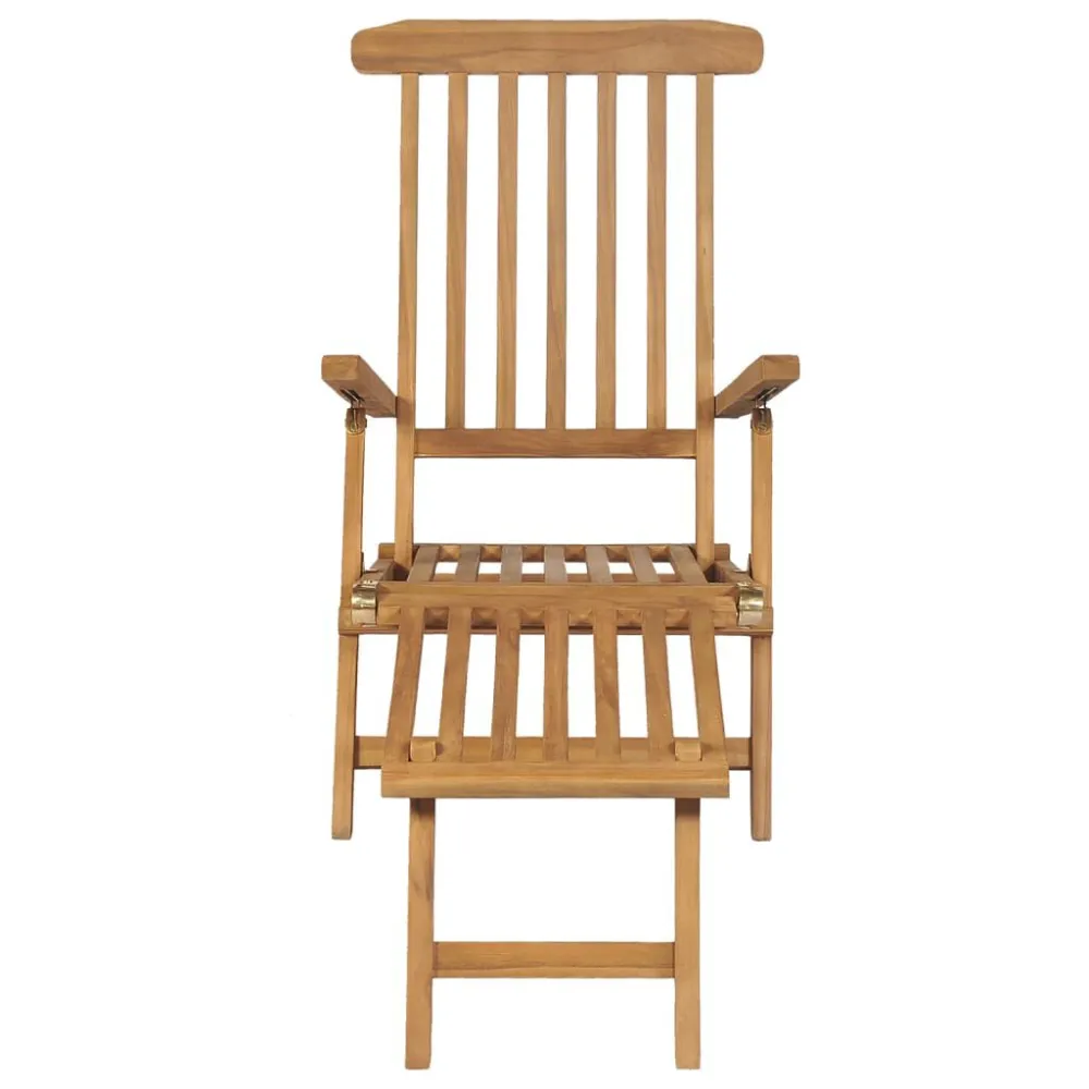 Cadeiras de jardim com apoios de pés 2 pcs teca maciç
