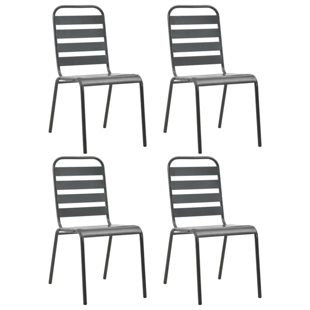 Cadeiras de jardim design ripado 4 pcs ço cinzento-escuro
