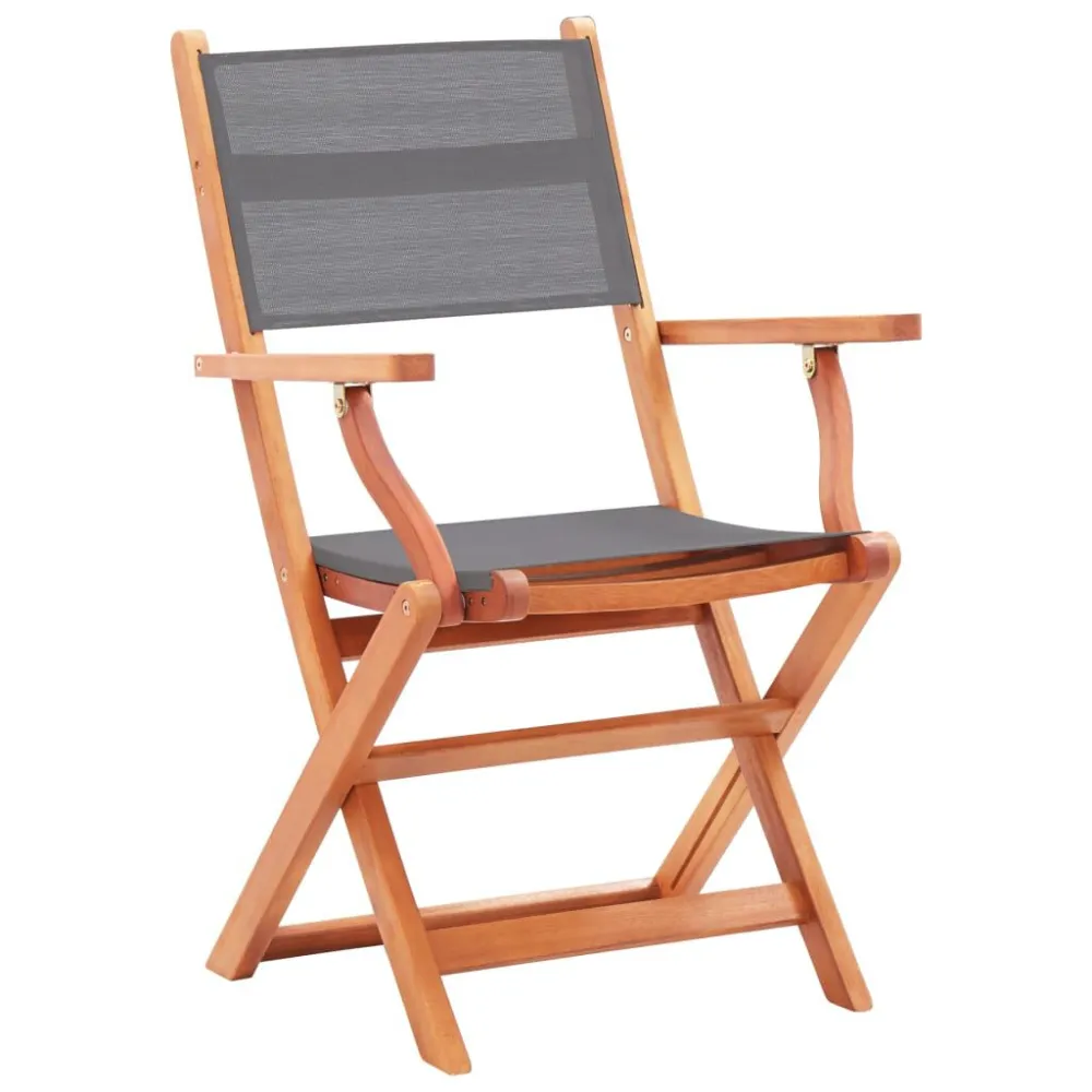 Cadeiras jardim dobráveis 2pcs eucalipto maciço/textilene cinza
