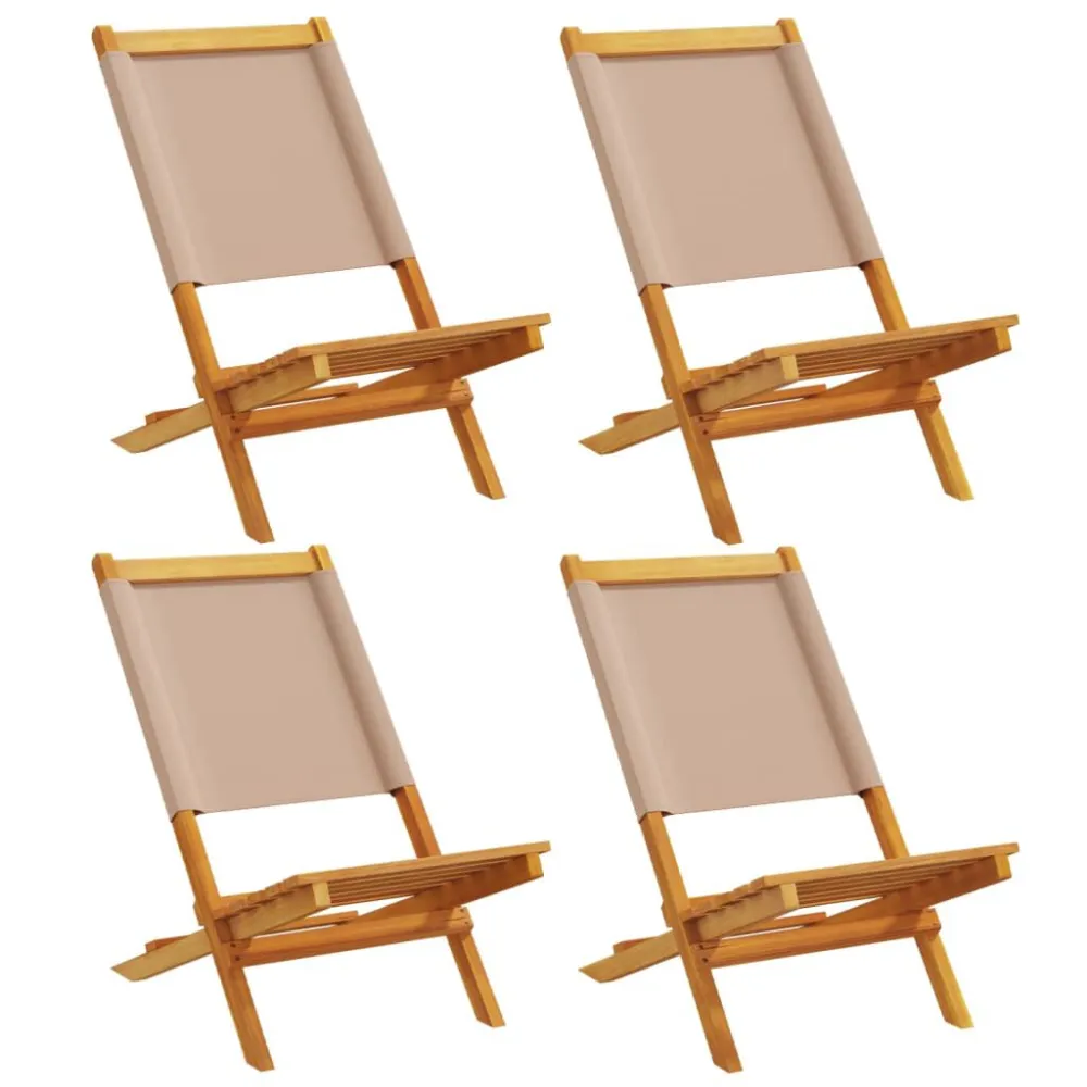Cadeiras jardim dobráveis 4pcs tecido/madeira cinza-acastanhado