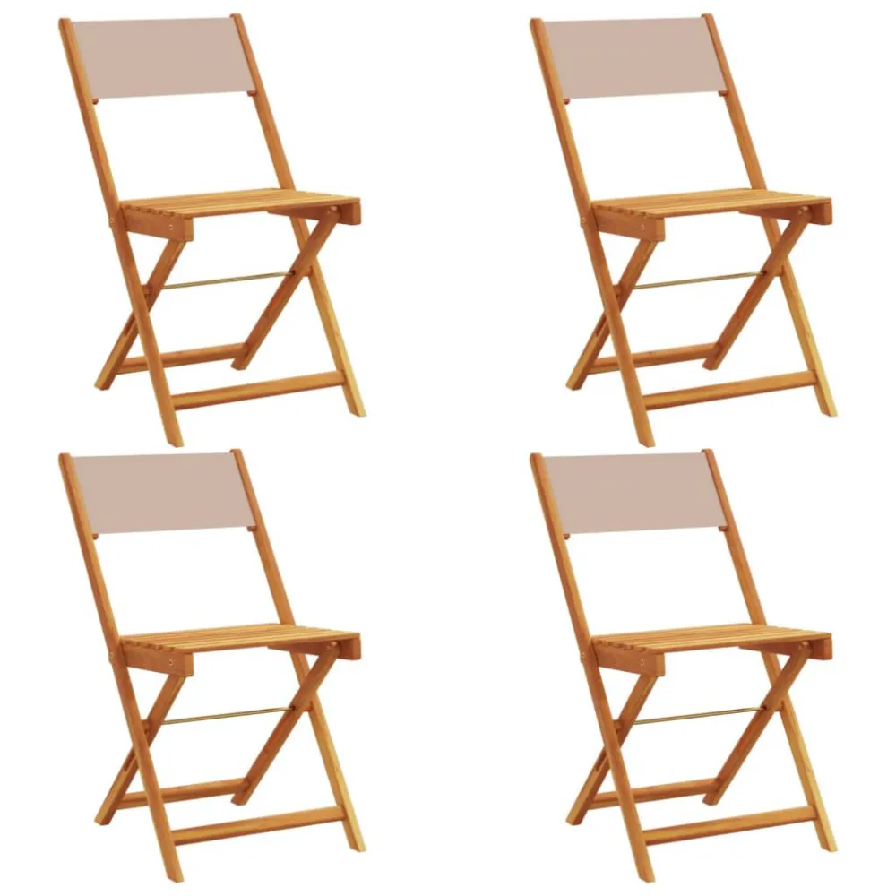 Cadeiras jardim dobráveis 4pcs tecido/madeira cinza-acastanhado