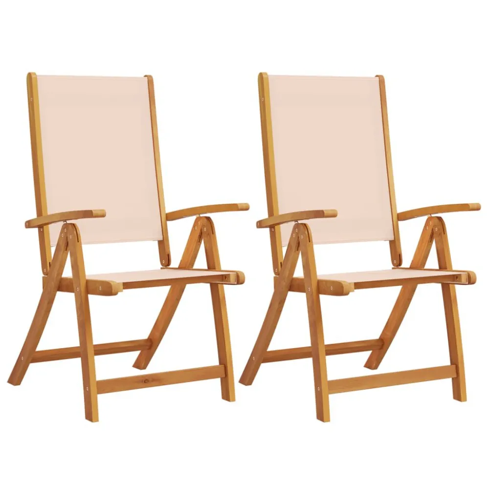 Cadeiras de jardim dobráveis 2 pcs acácia maciç e textilene